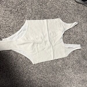 White Ribbed body suit tank top